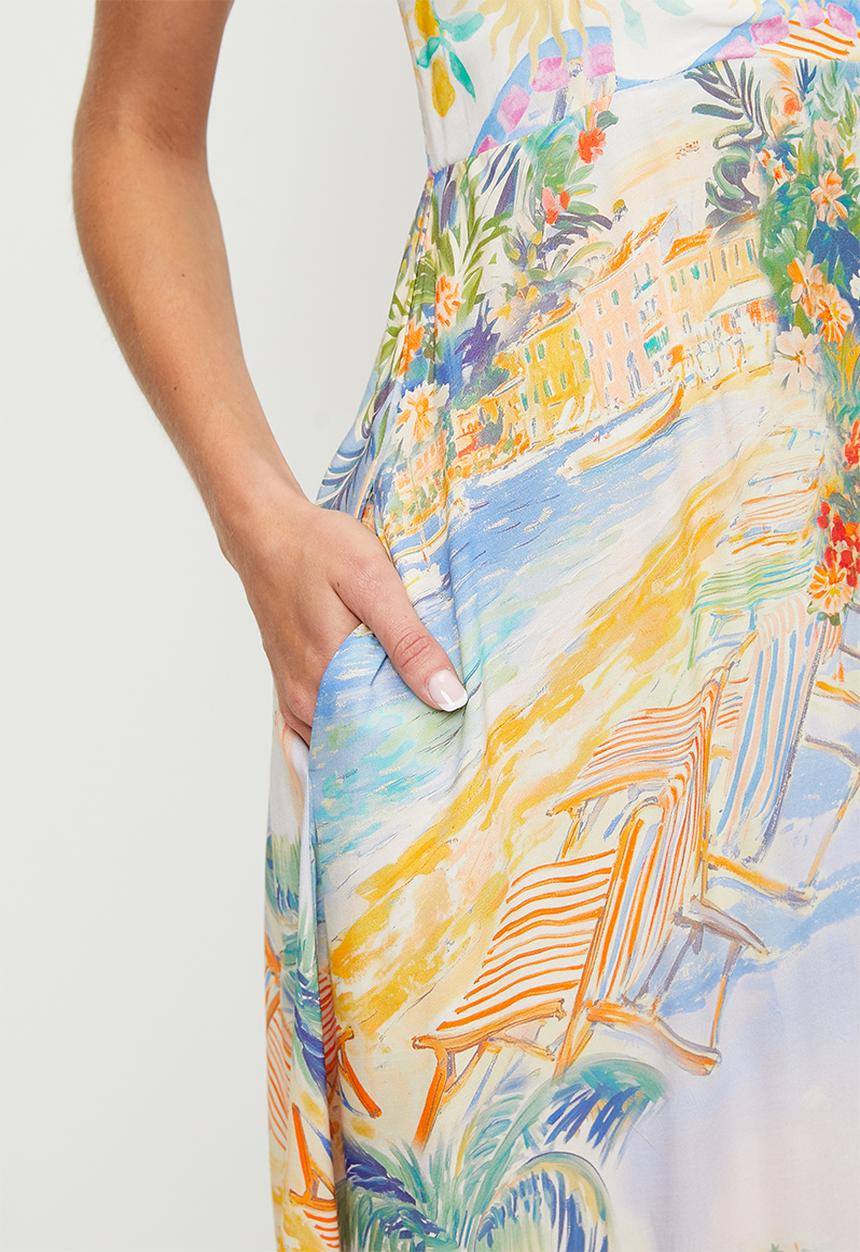 MILLA - Printed landscape maxi dress - multi