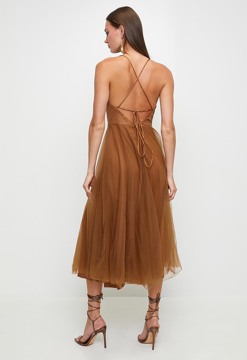 Chocolate fit and flare dress - Chocolate
