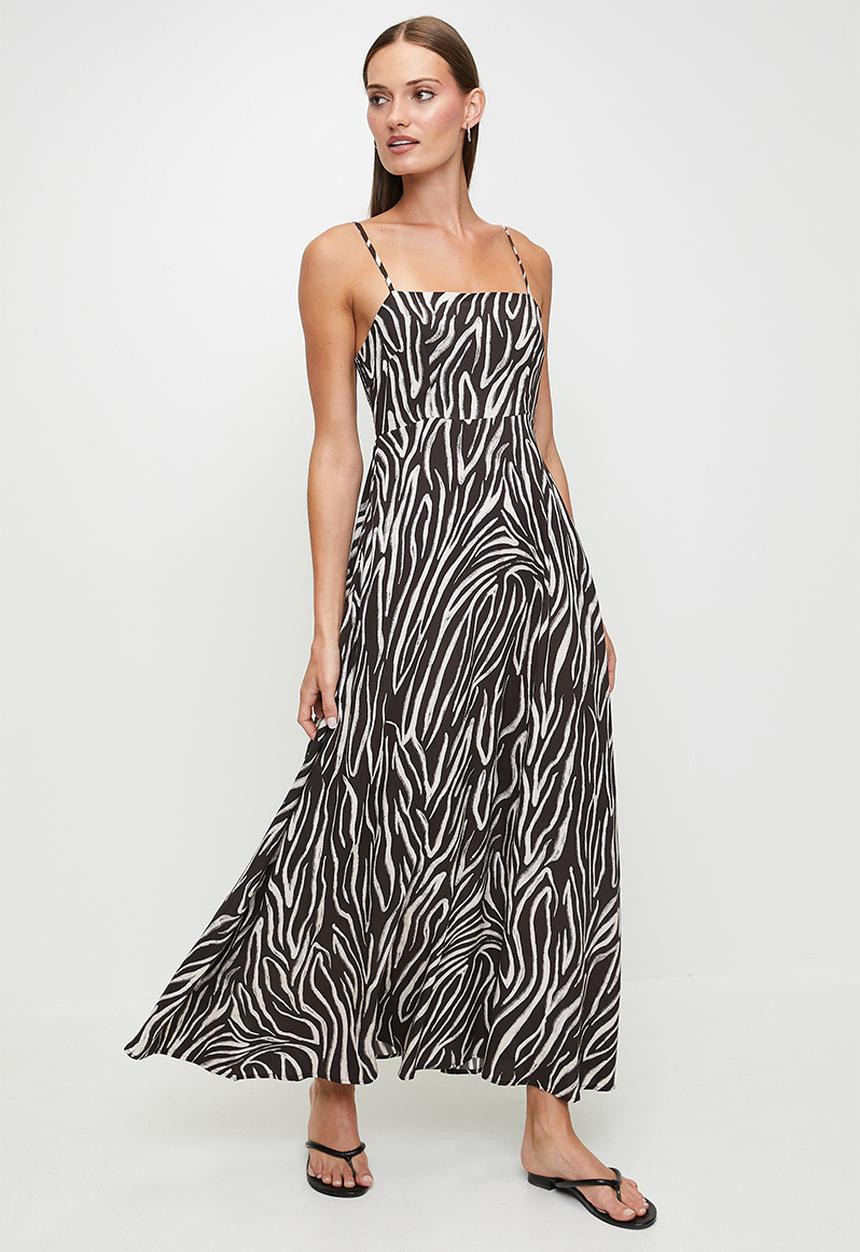 MILLA - Zebra printed maxi dress - black