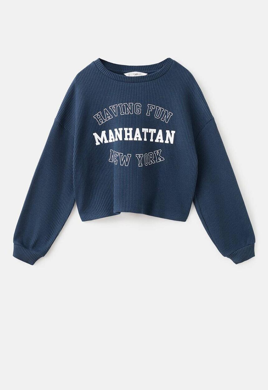 MANGO - Sweatshirt waffle - navy