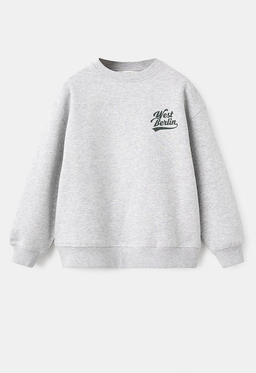 MANGO - Printed cotton sweatshirt -  heather grey