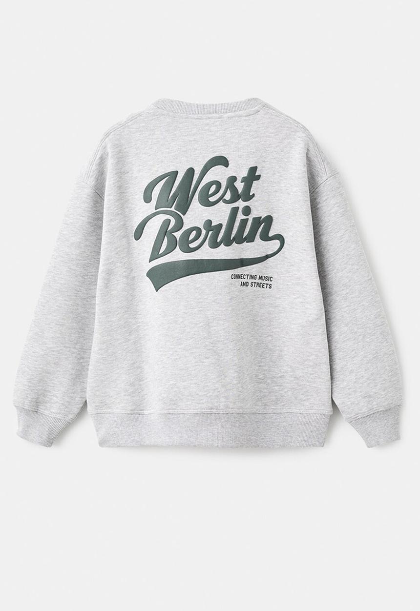 MANGO - Printed cotton sweatshirt -  heather grey