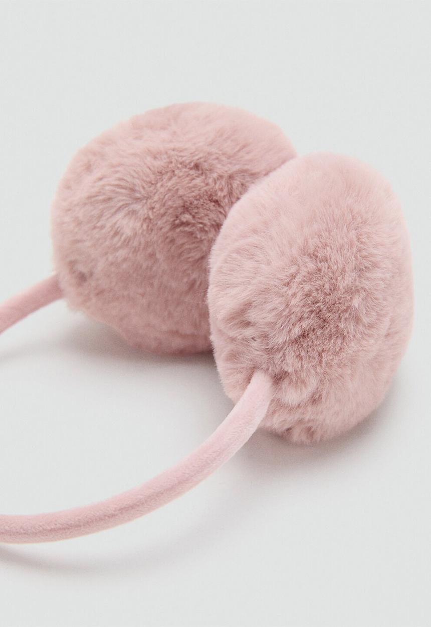 MANGO - Fur-effect earmuffs - light pink 