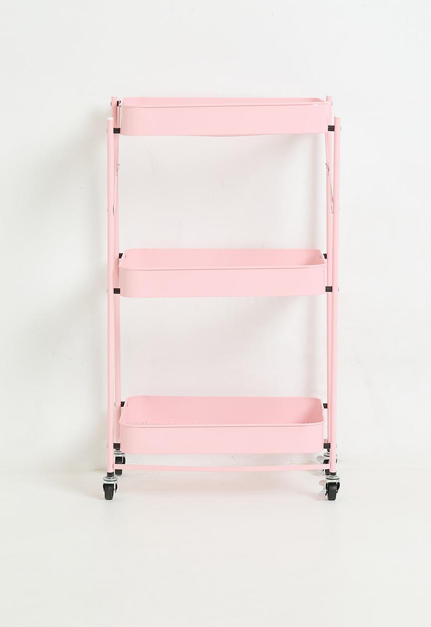 Maisonware - 3 Tier Steel Trolly with Wheels - Pink
