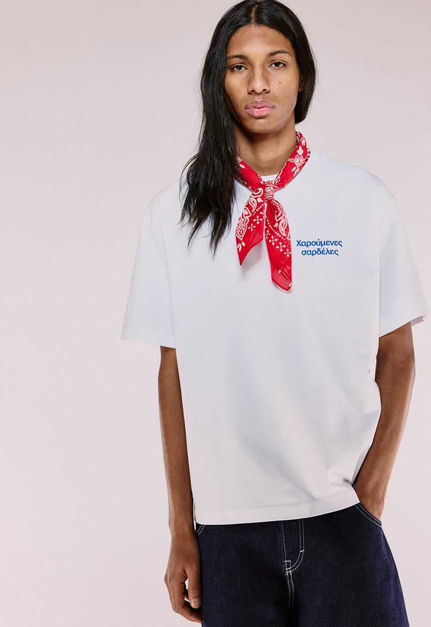 H&M - Loose fit printed t-shirt - white greek sardines