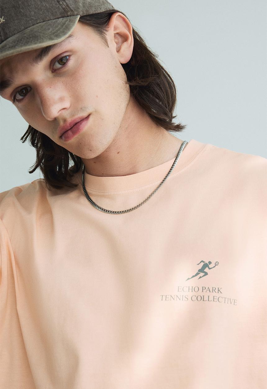 H&M - Loose fit printed t-shirt - peach pink echo park