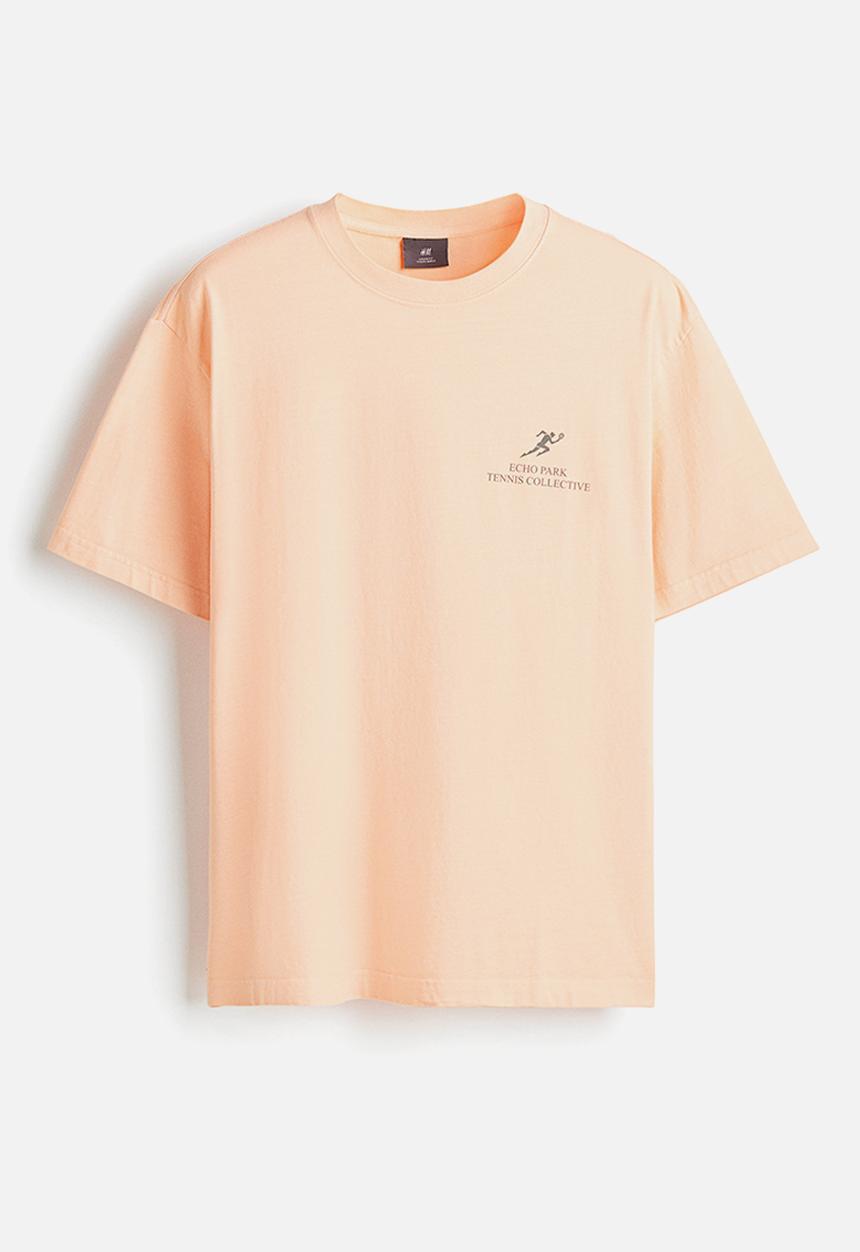 H&M - Loose fit printed t-shirt - peach pink echo park