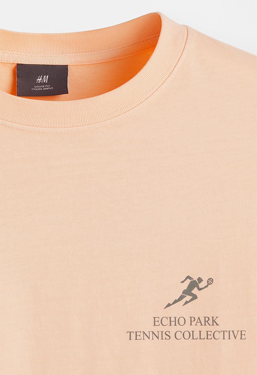 H&M - Loose fit printed t-shirt - peach pink echo park