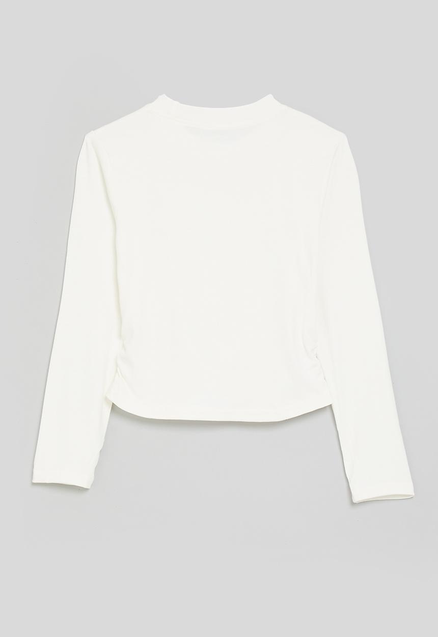 Pop Candy - Long sleeve tee with bow placement print - white