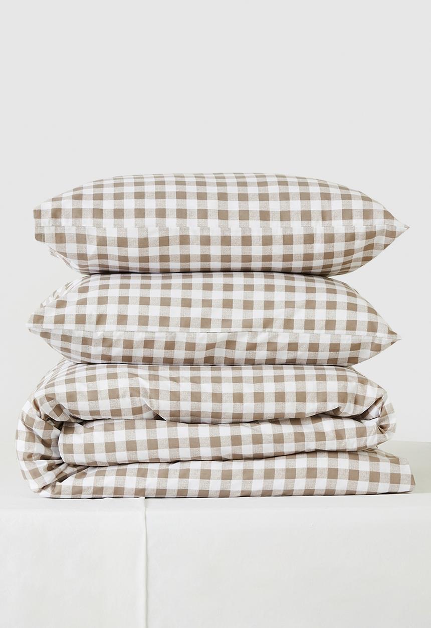 Sixth Floor - Lume Check Cotton Blend Duvet Cover Set Natural