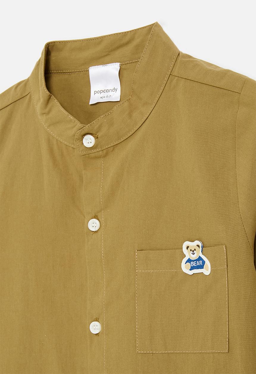 Pop Candy - Mandarin collar shirt - dark gold