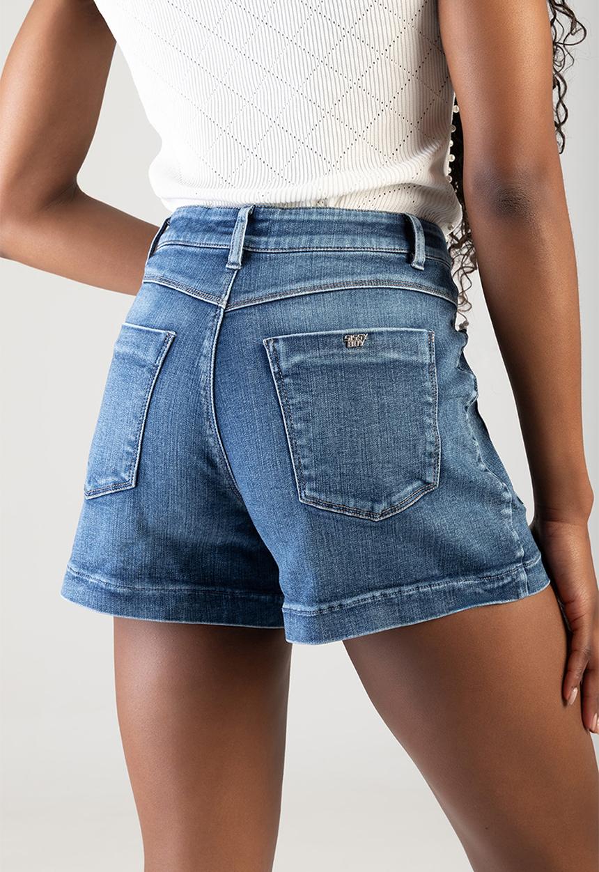 SISSY BOY - High Waist Shorts With Front Zip And Pocket Detail - Med Vintage