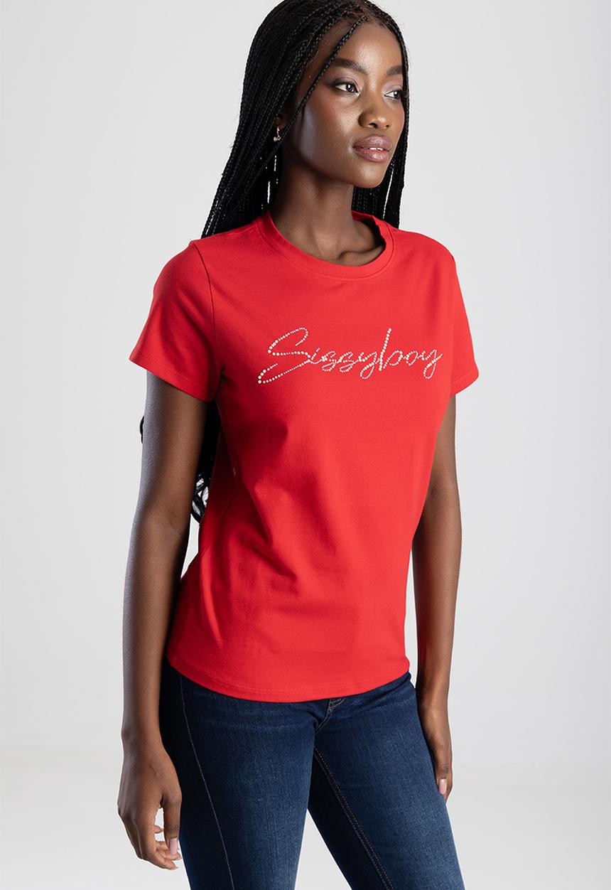 SISSY BOY - Dream Drifter Regular T-shirt With Pearl And Bling Transfer - Red