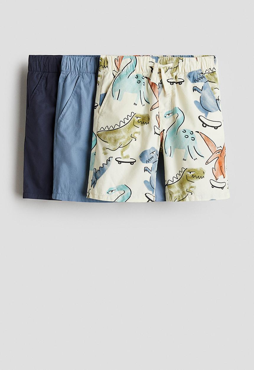 H&M - 3-Pack cotton shorts - light yellow dinosaurs