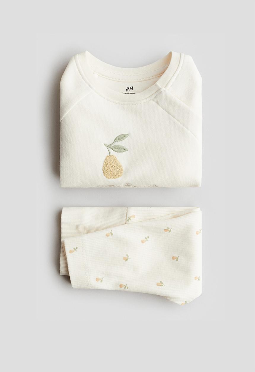 H&M - 2-Piece cotton set - cream grow together