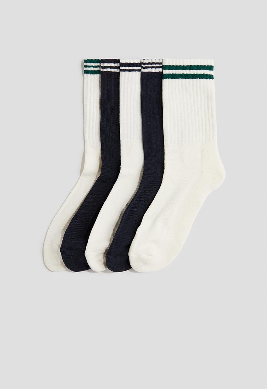 H&M - 5-Pack ribbed terry socks - Black & White
