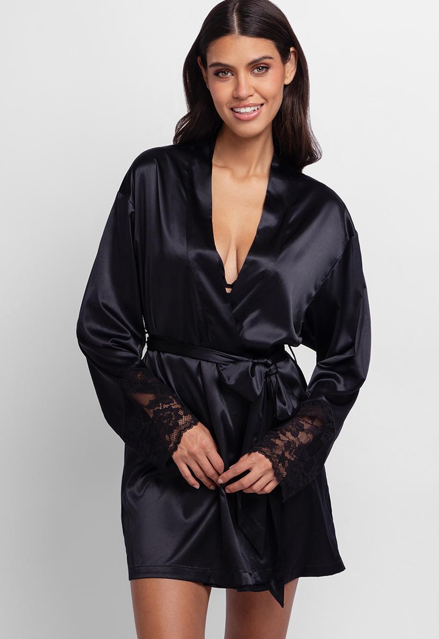 DORINA - Lyra-satin kimono - black