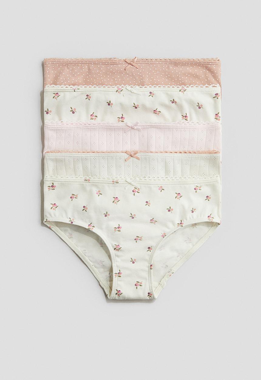 H&M - 5-Pack cotton briefs - cream floral 