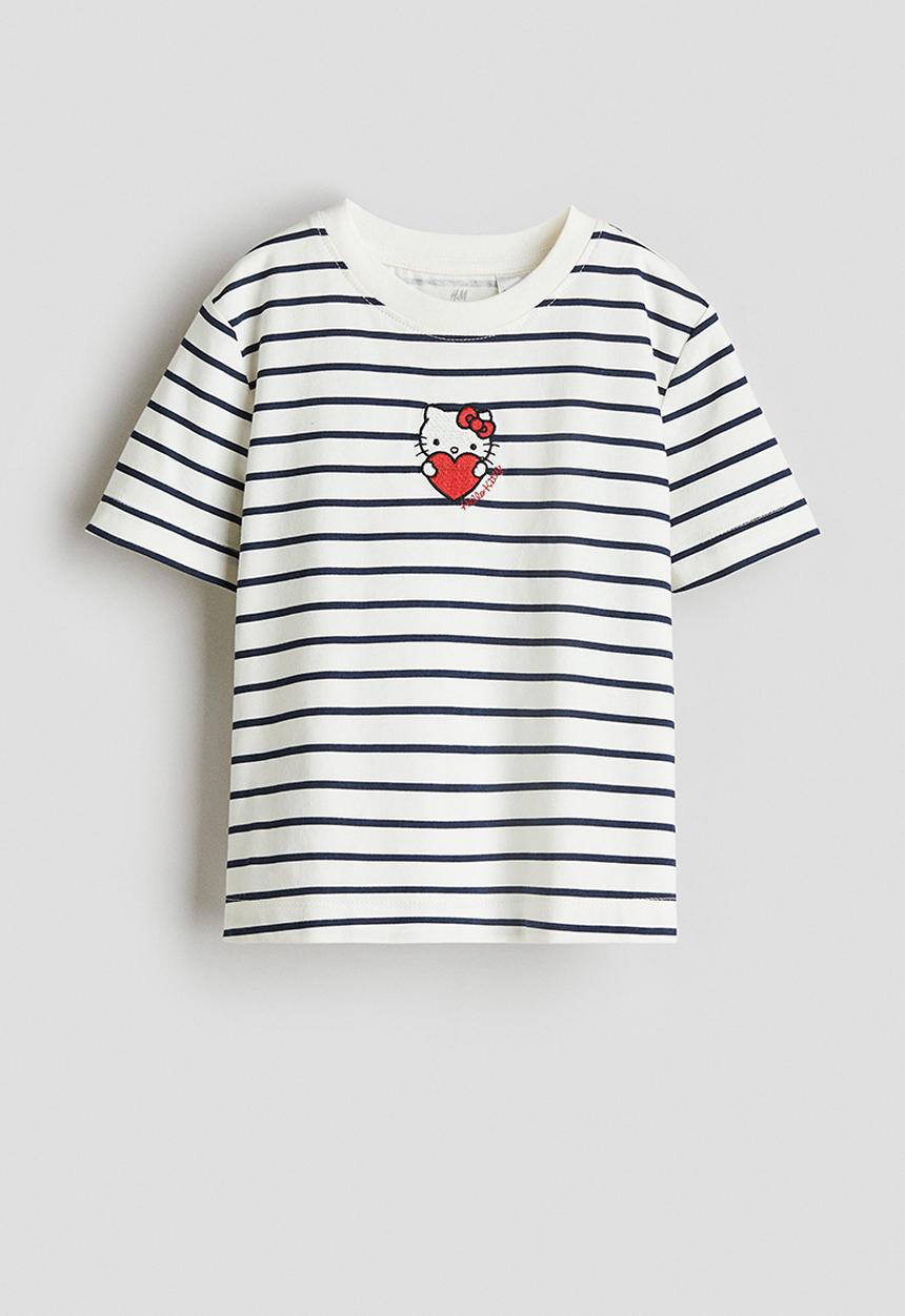 H&M - Print-motif cotton t-shirt - white hello kitty 