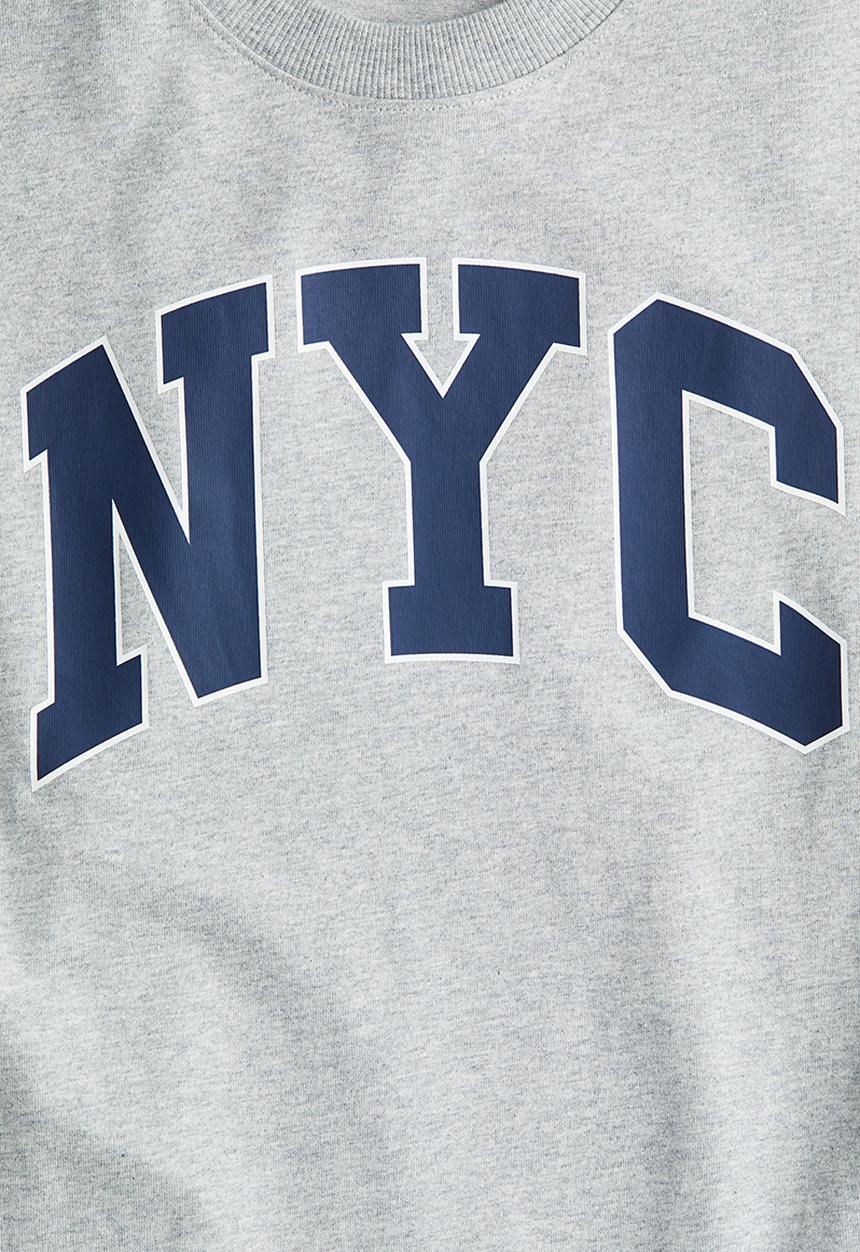 H&M - Printed cotton t-shirt - grey marl nyc