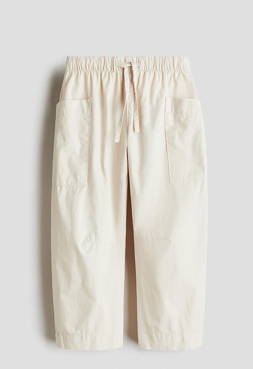 H&M - Barrel-leg cotton trousers - light beige