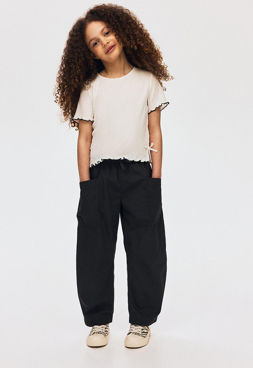 H&M - Barrel-leg cotton trousers - dark grey