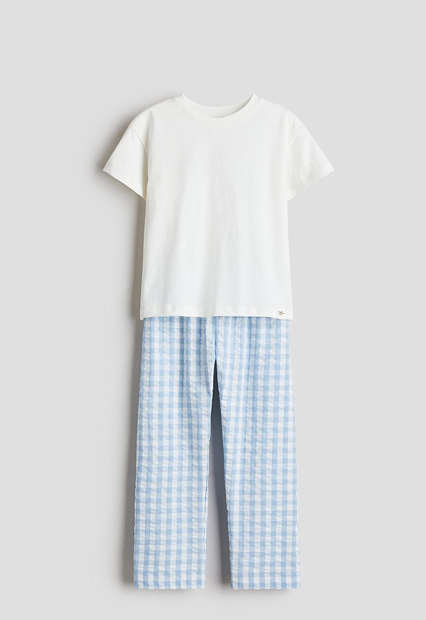 H&M - Cotton pyjamas - light blue gingham check