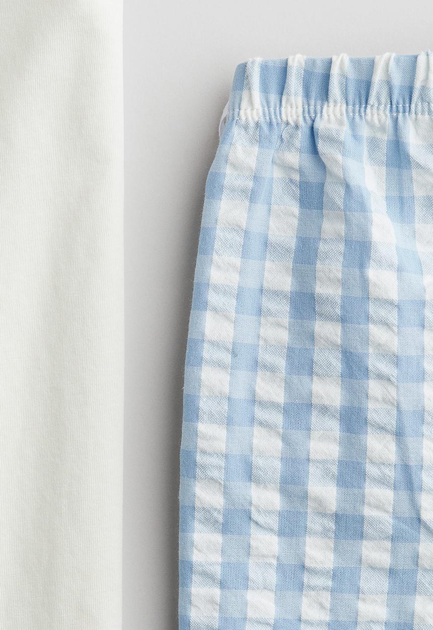 H&M - Cotton pyjamas - light blue gingham check