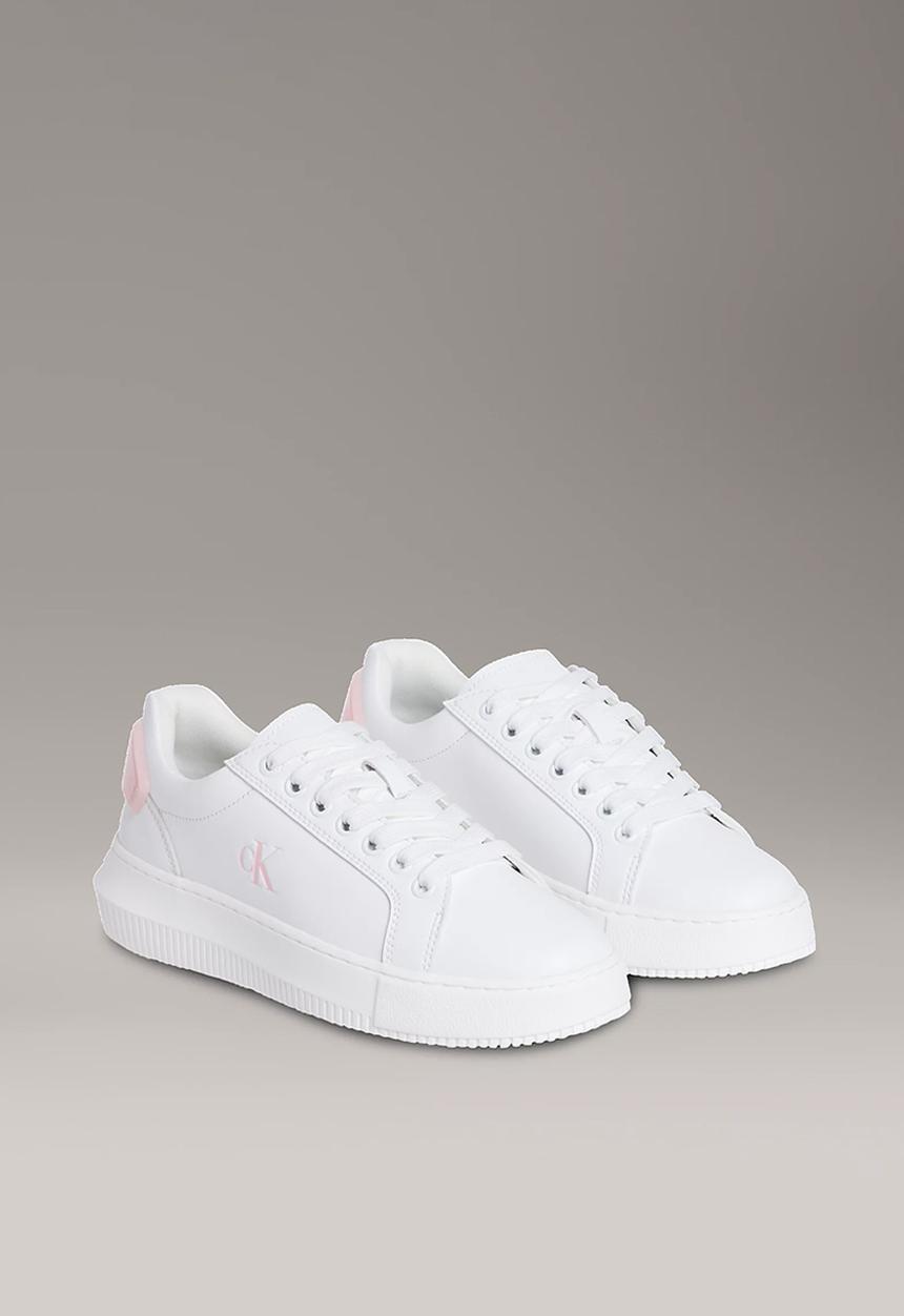 Calvin Klein - Chunky Cupsole Leather - Bright White/Sweet Pink