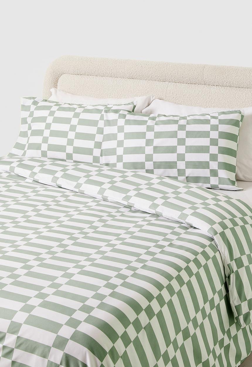 Sixth Floor - Block Geo Super Soft Duvet Cover Set Sage