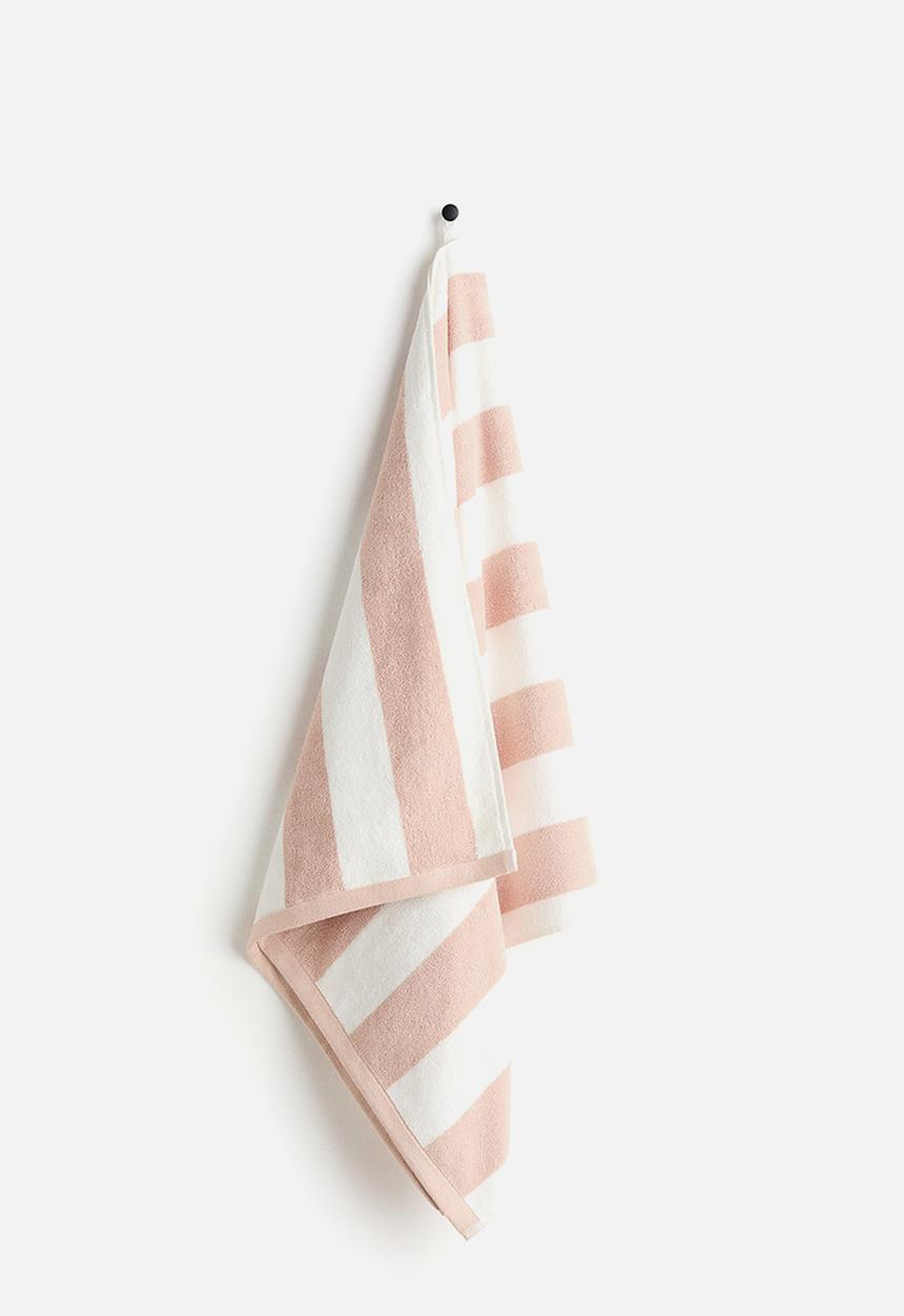 H&M - Bath towel - powder pink/striped 