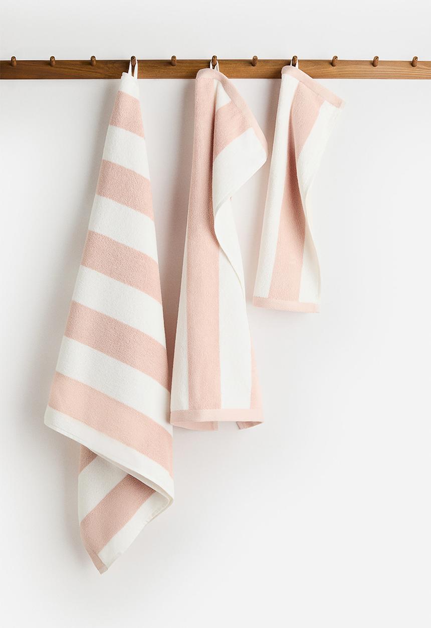 H&M - Bath towel - powder pink/striped 