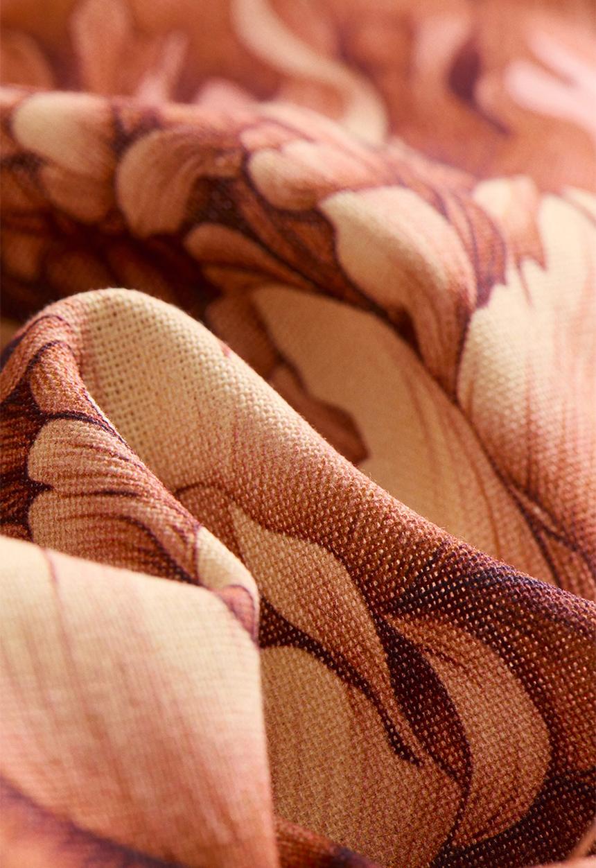 H&M - Patterned cushion cover - dark brown/floral 