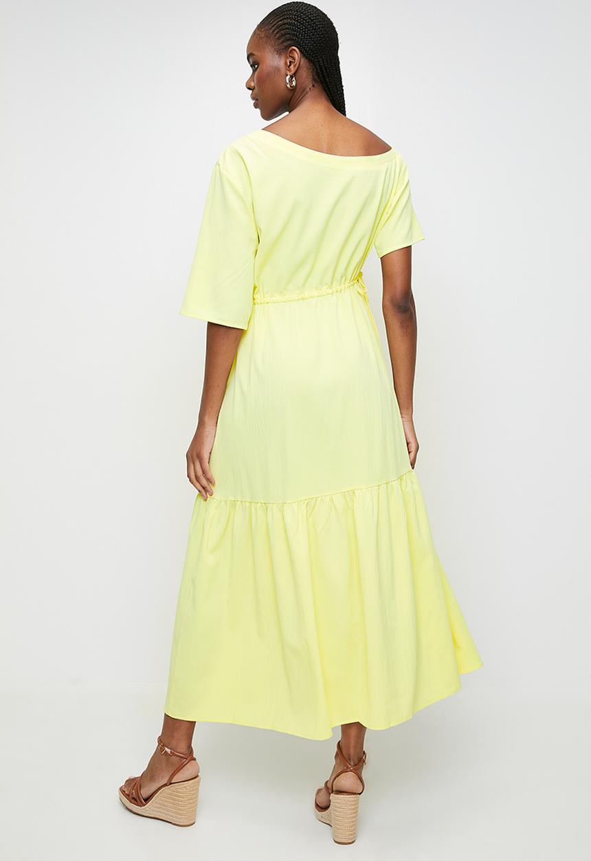 MILLA - Asymetrrical neckline dress - Lemon