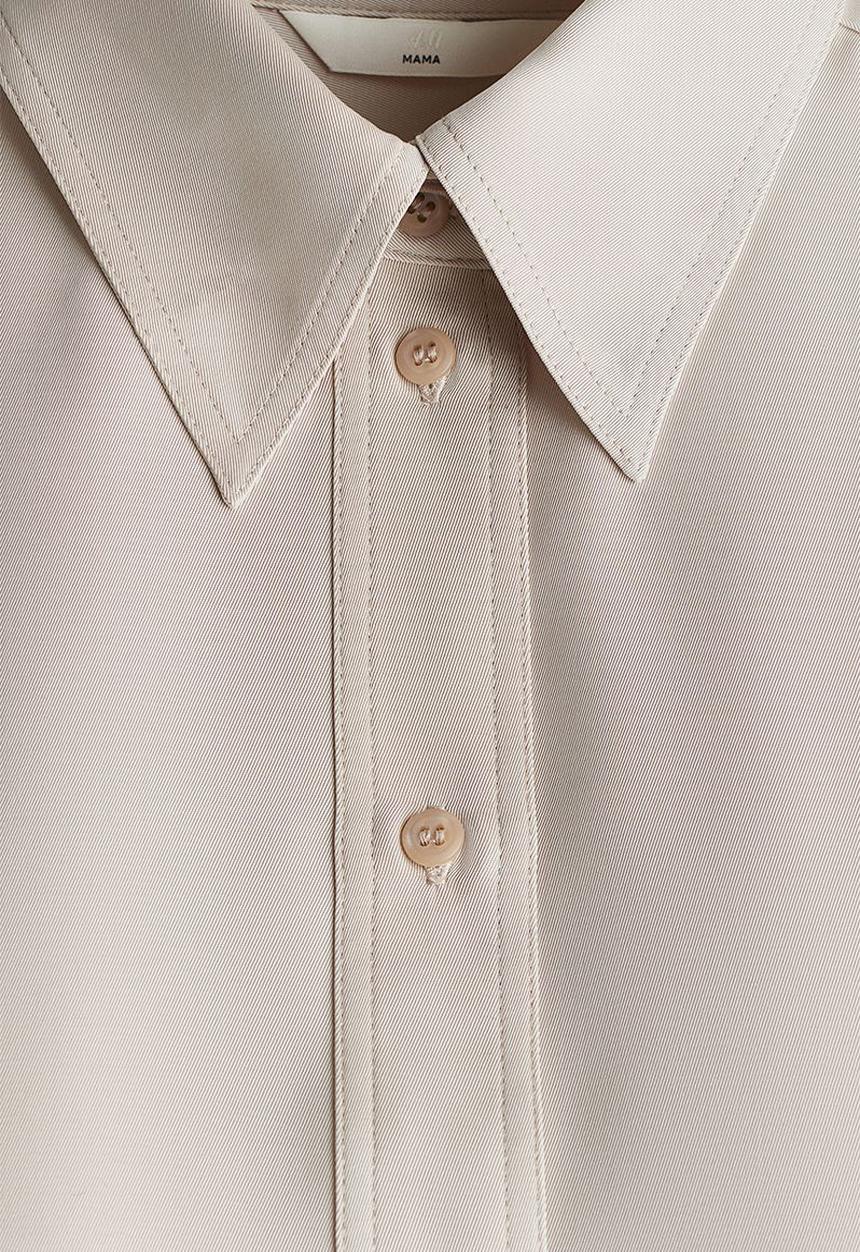 H&M - Mama before & after tie-belt shirt - light beige 