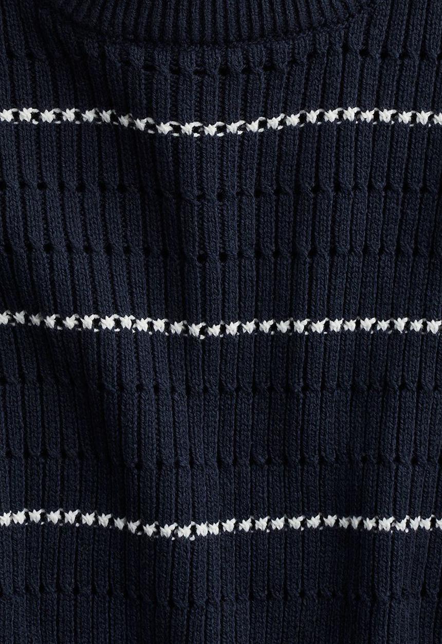 H&M - Hole-patterned jumper - navy blue striped