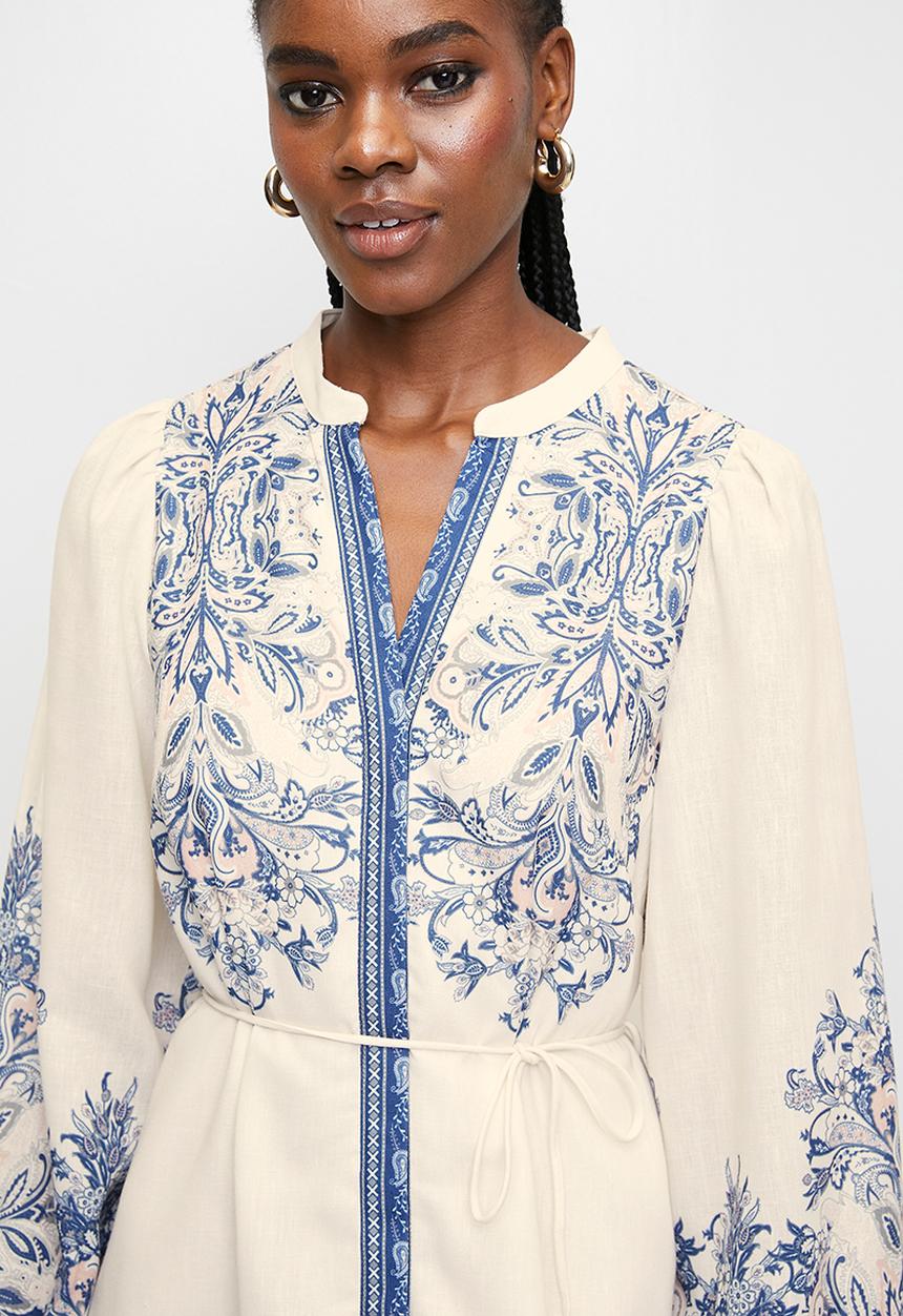 MILLA - Blue paisley dress - Navy Paisley