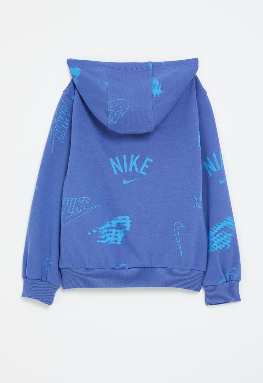 Nike - Nike club brand energy all-over print hoodie - comet blue