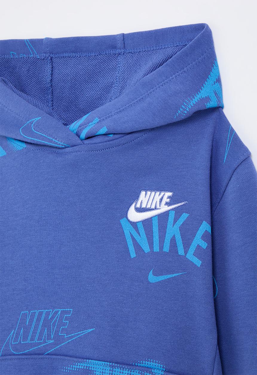 Nike - Nike club brand energy all-over print hoodie - comet blue