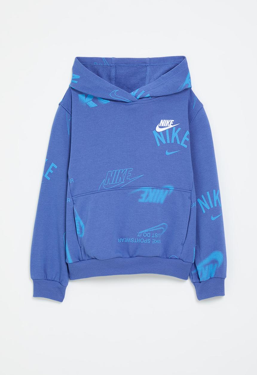 Nike - Nike club brand energy all-over print hoodie - comet blue