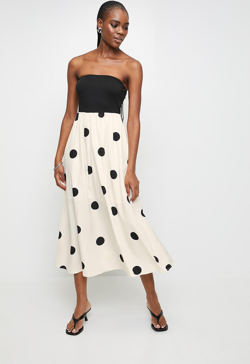 MILLA - Spot fabric combo dress - black