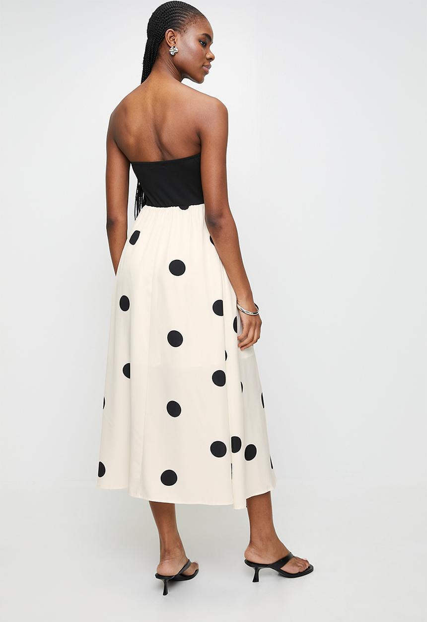 MILLA - Spot fabric combo dress - black