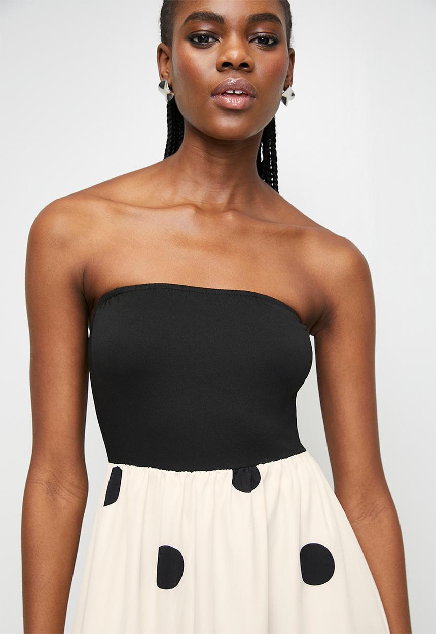 MILLA - Spot fabric combo dress - black