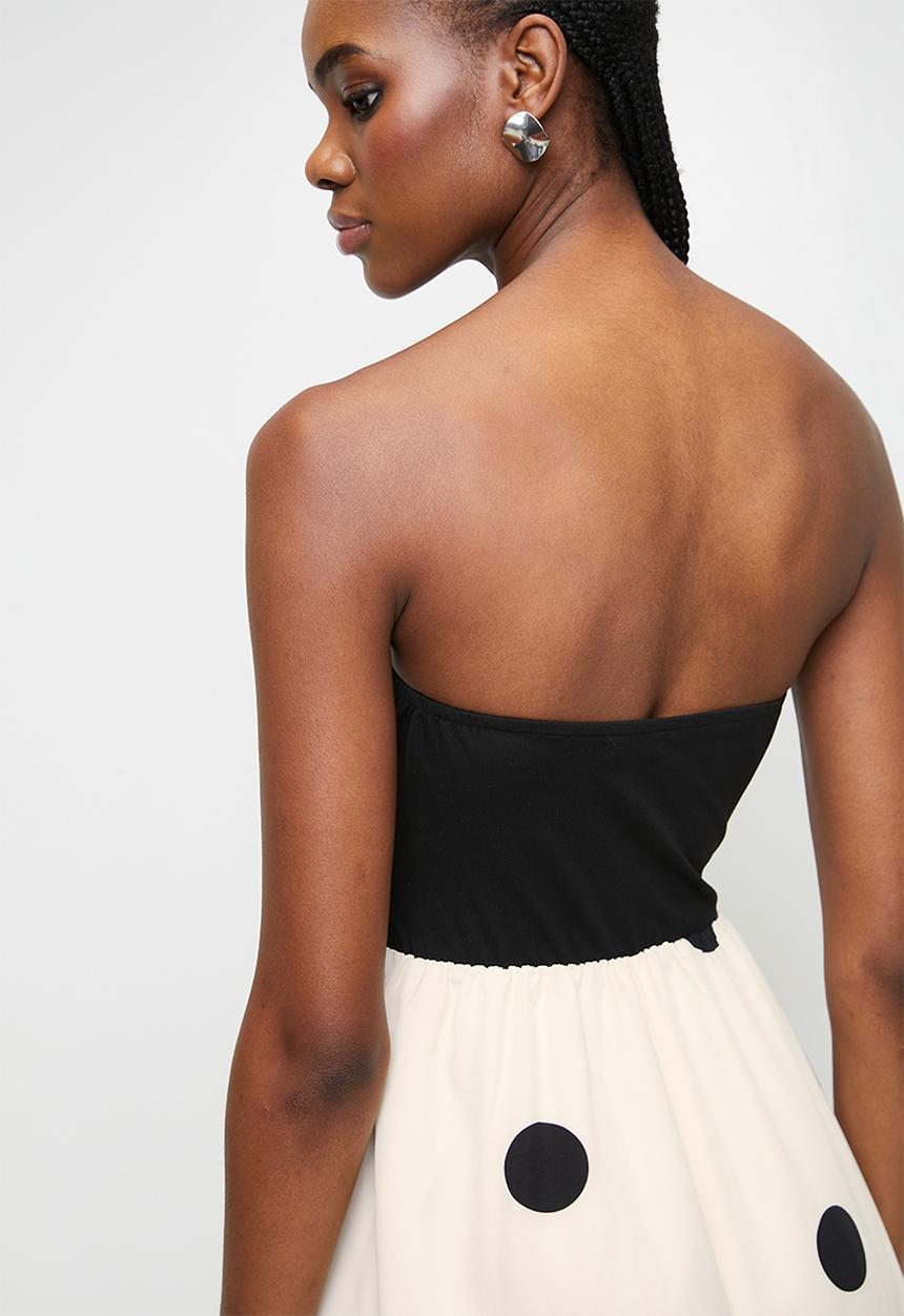 MILLA - Spot fabric combo dress - black
