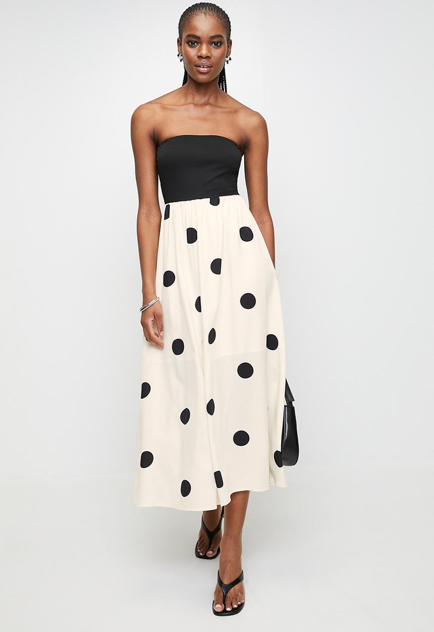 MILLA - Spot fabric combo dress - black