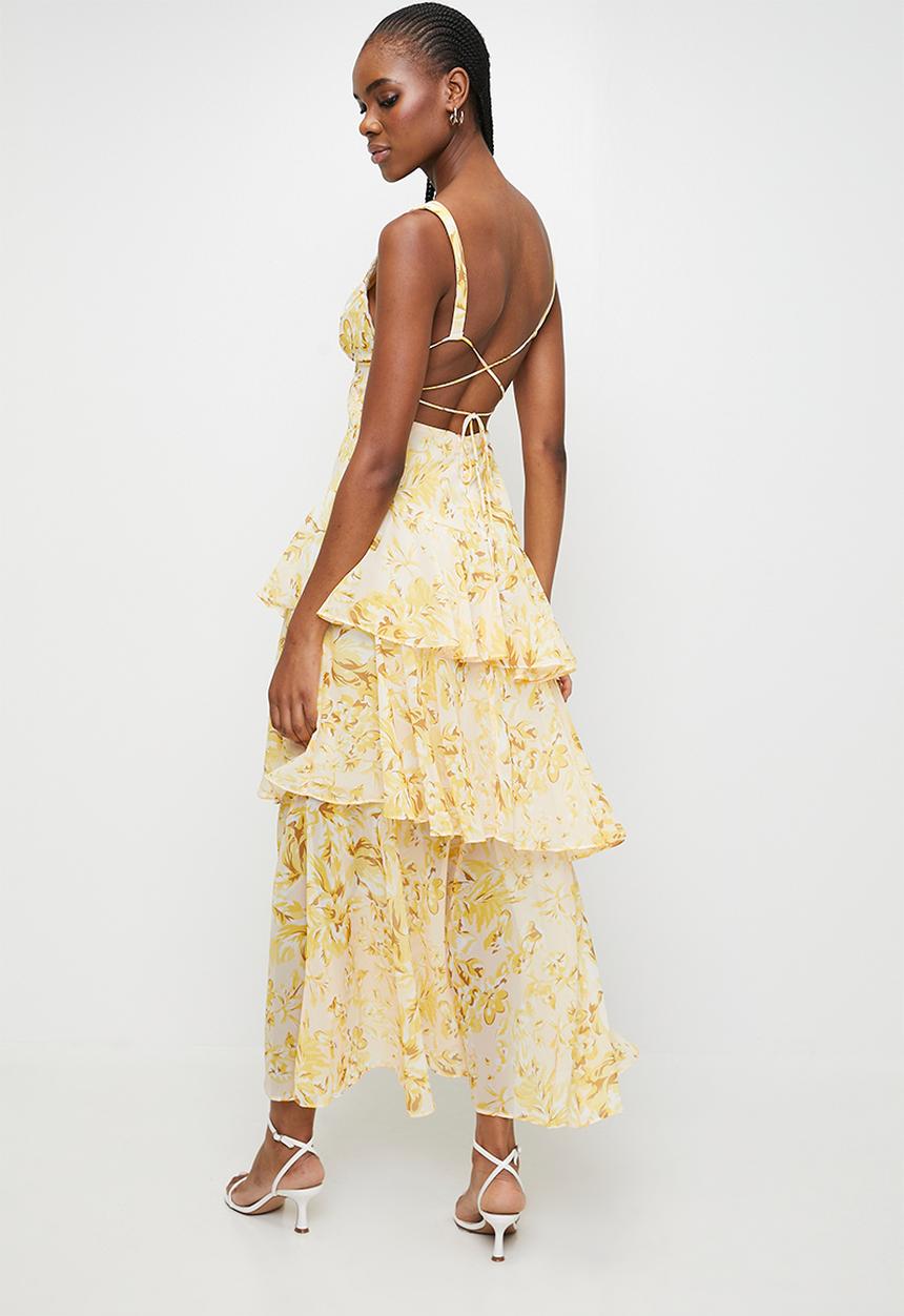 MILLA - Yellow floral tiered maxi - yellow