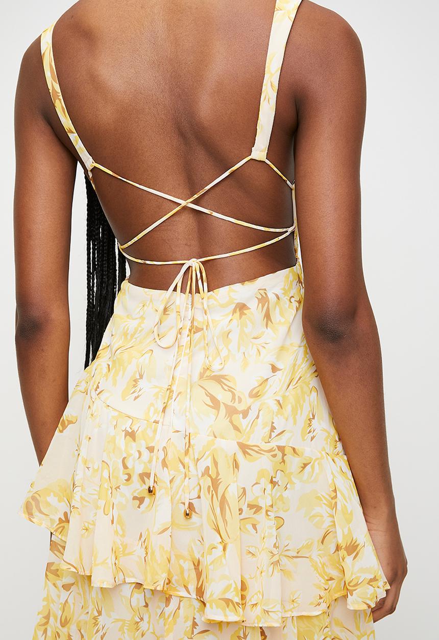 MILLA - Yellow floral tiered maxi - yellow