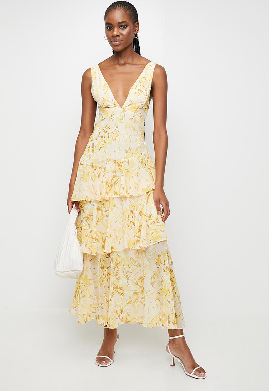 MILLA - Yellow floral tiered maxi - yellow