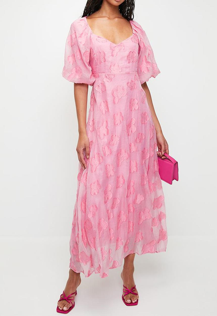 MILLA - Volume sleeve statement maxi dress - pink