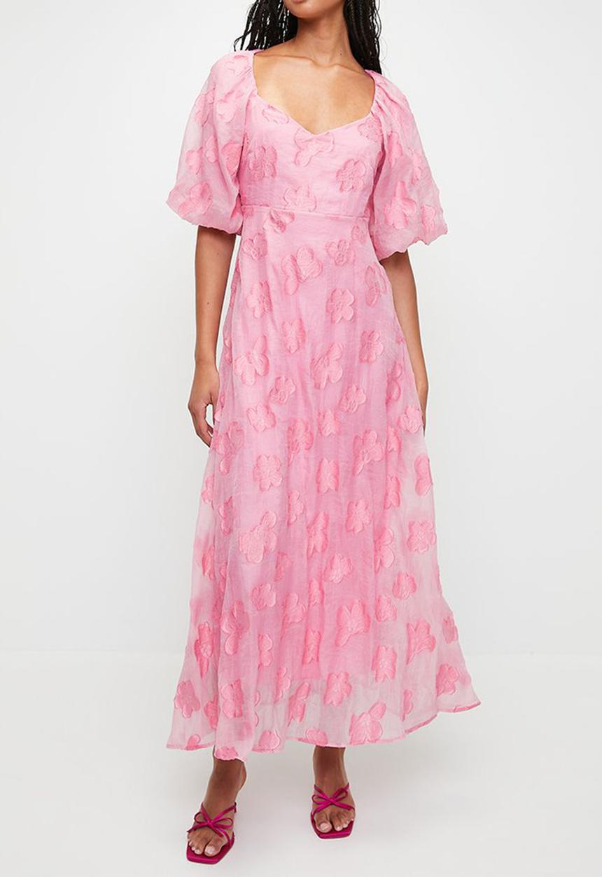 MILLA - Volume sleeve statement maxi dress - pink